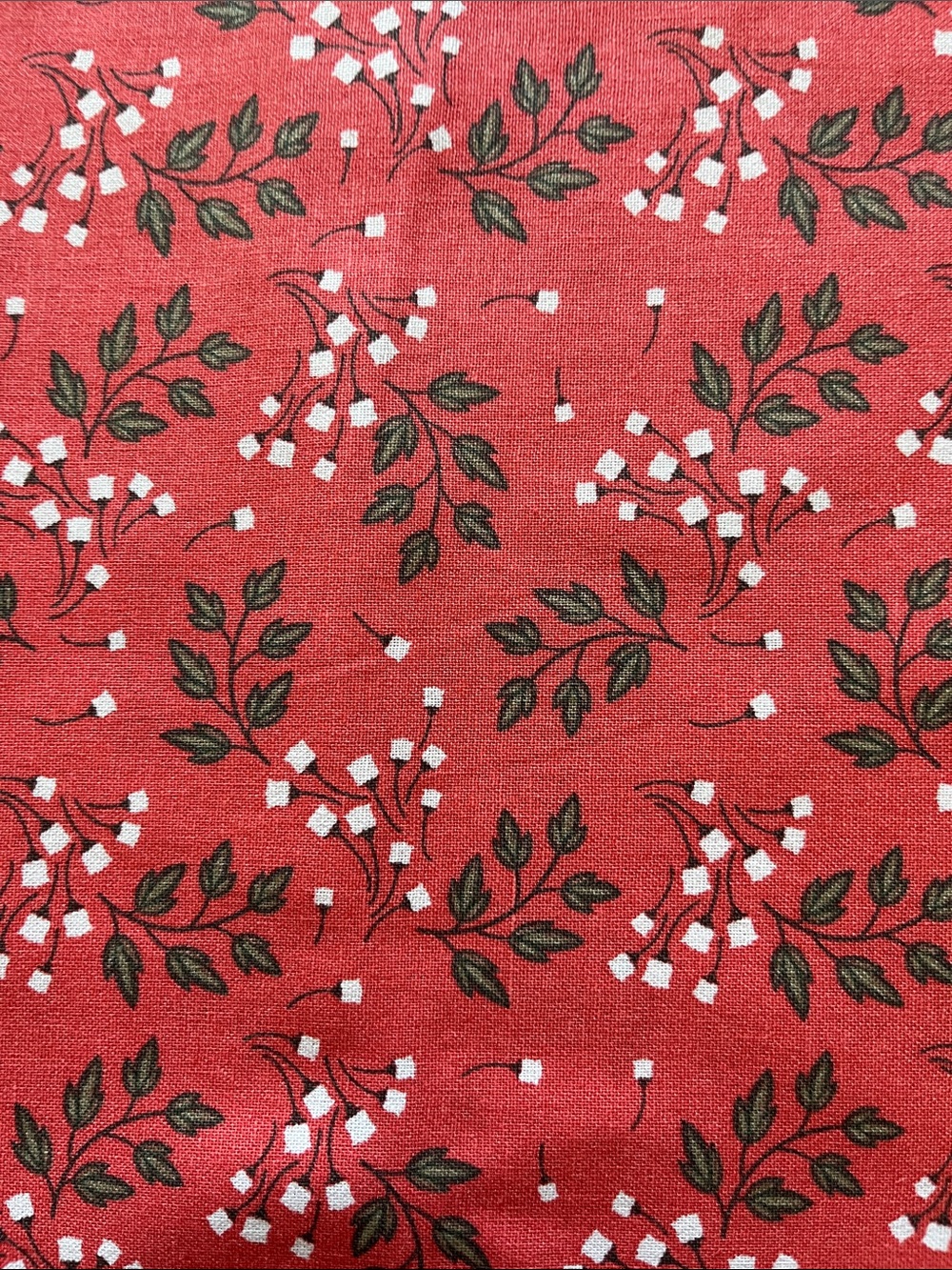 Emma & Mila Floral Sprig Red Cotton Fabric